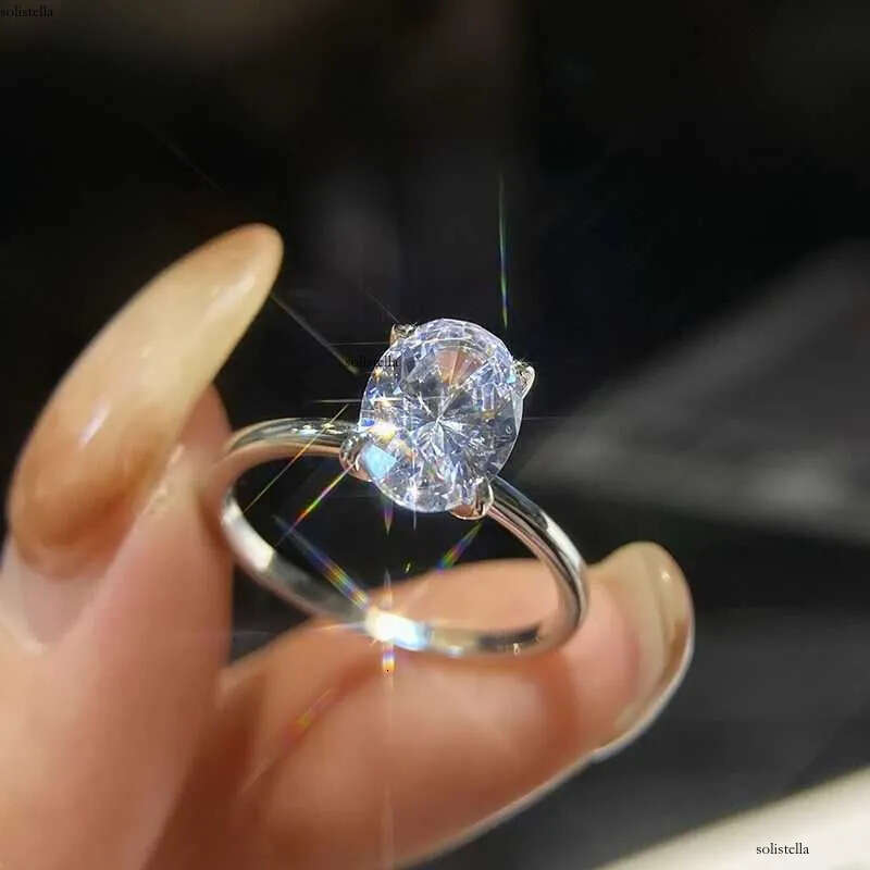 GRA 1-3CT Sterling Sier Engagement Oval Cut Solitaire Cubic Moissanite diaia Wedding Promise Rings for Women Fine Jewelry