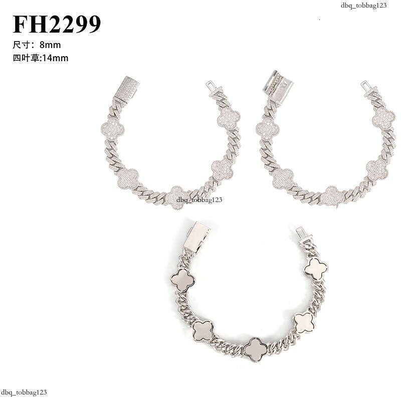 Hip-Hop 8-14mm Double Row Full Inlaid Moissanite Sier Trendy Brand Accessories Unisex Bracelet