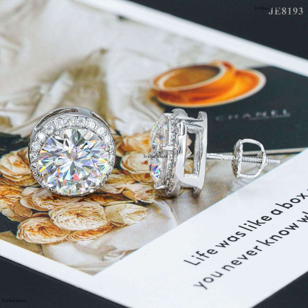 New Round High-Grade Sier Main Stone 10.0 Moissanite Elegant Earrings Various Styles Suitable for Men and Women
