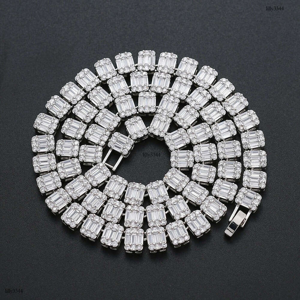 9mm Cubic Hip-Hop Necklace T-Cubic Moissanite chain Mixed Inlay Dominant Men's Collarbone Chain