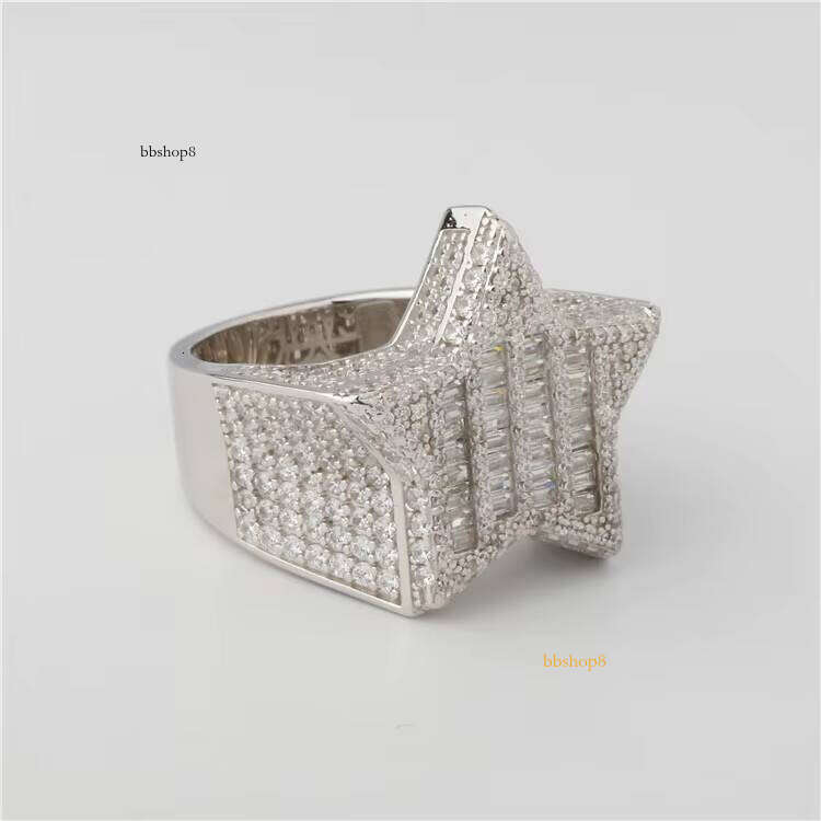 Luck Design Hip-Hop Boutique Jewelry Pure Silver Iced VvsMossanite Celebrity Cuban Men's Ring