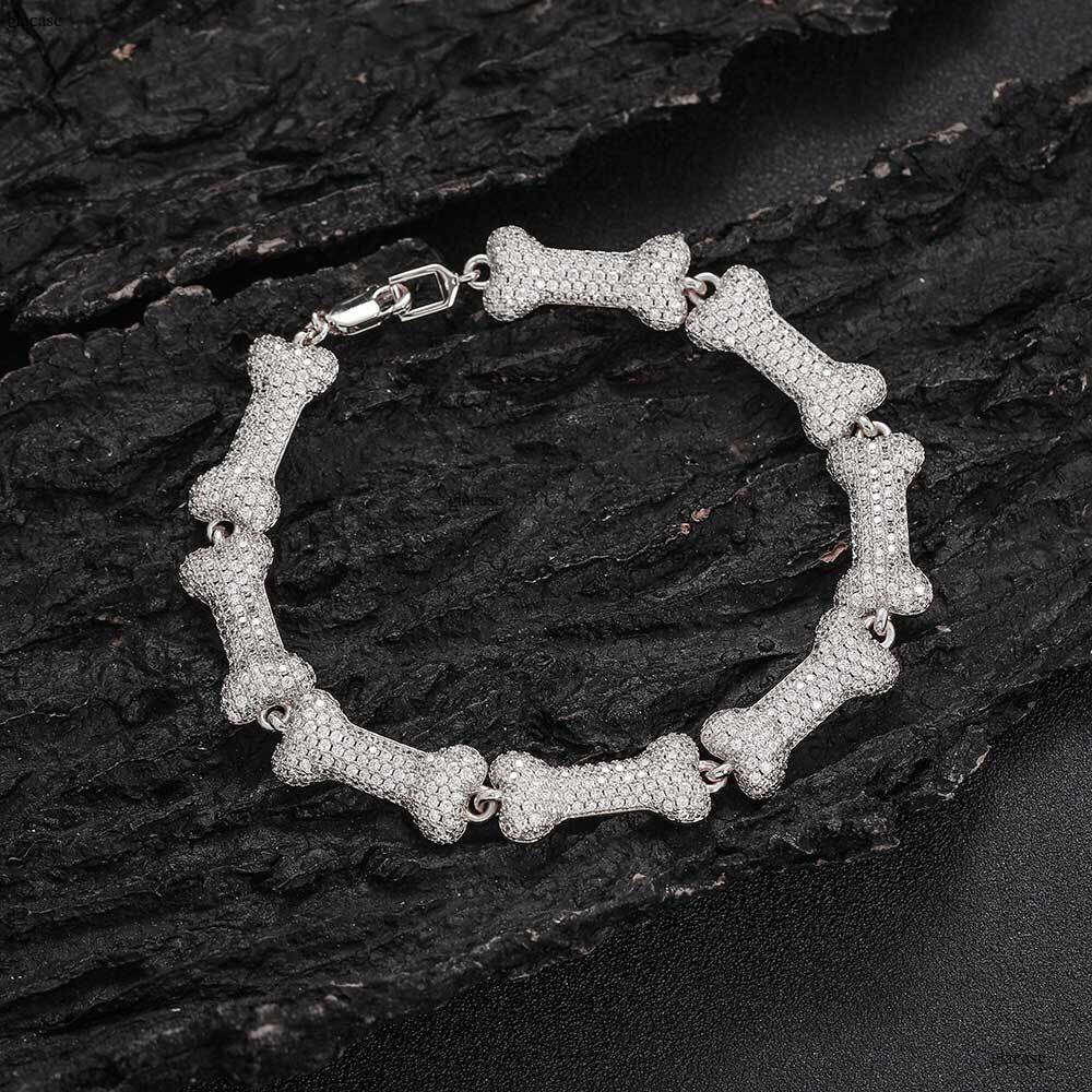 INS New Full Zircon Bone Shape Necklace Simple Metal Texture Collarbone Chain Personality Versatile Bracelet