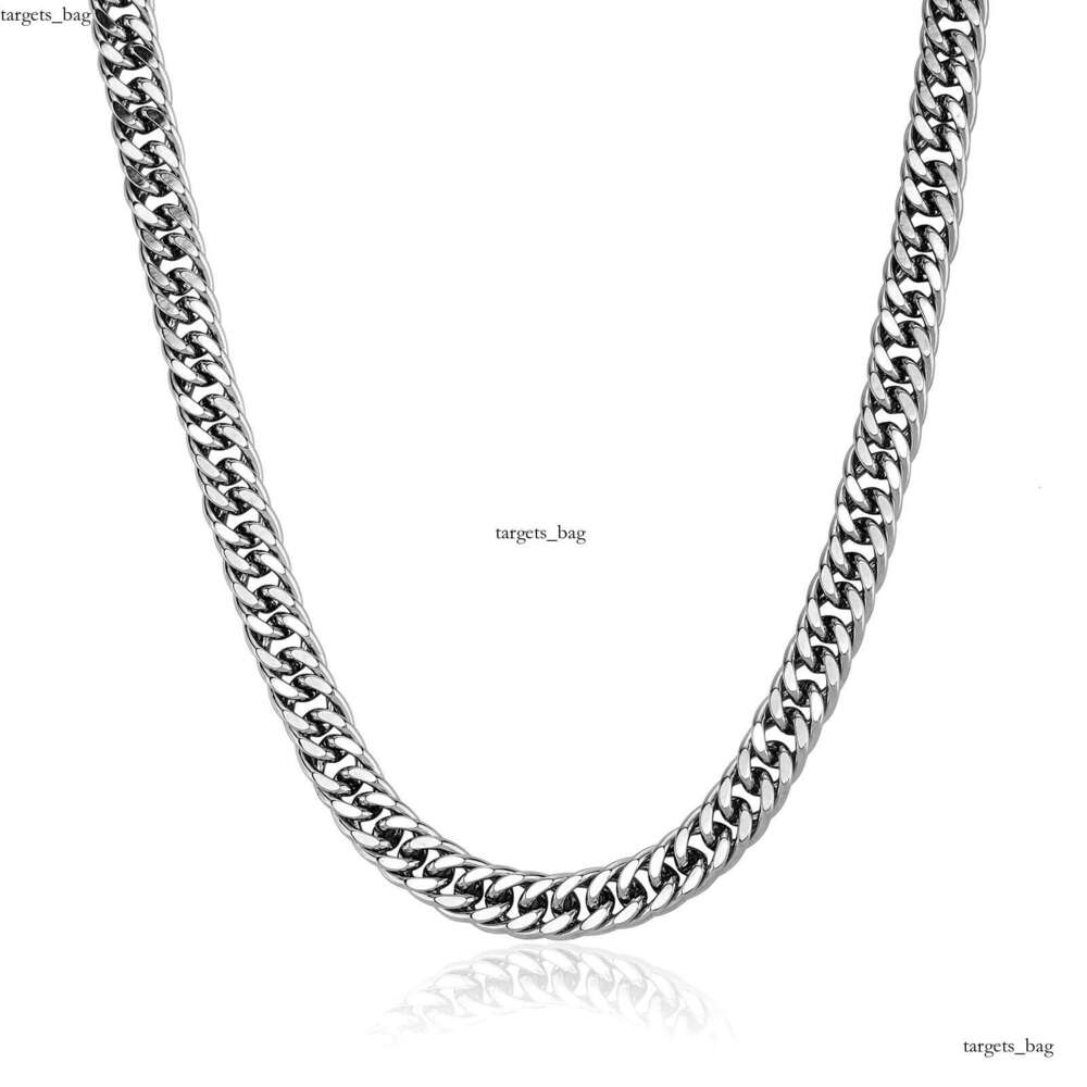 Non-Fading Sterling Silver Cuban Chain Hip-Hop Necklace Bracelet Unisex Trendy Versatile Accessory