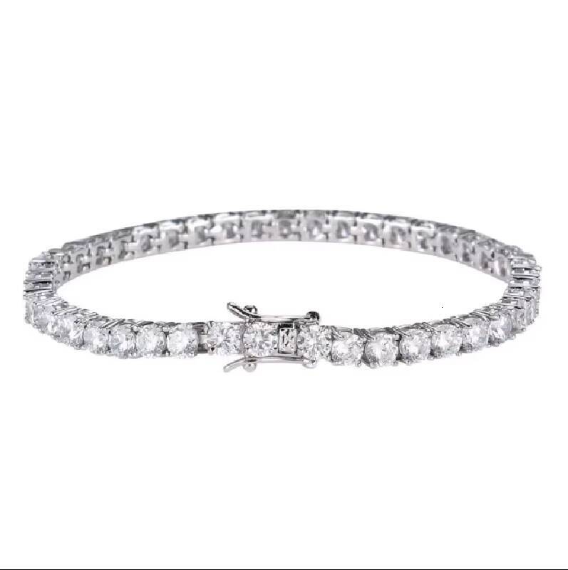 Classic Four-claw 30Points 50Points 1Carat Full Circle D Color VVS Moissanite 925 Silver Tennis Bracelet