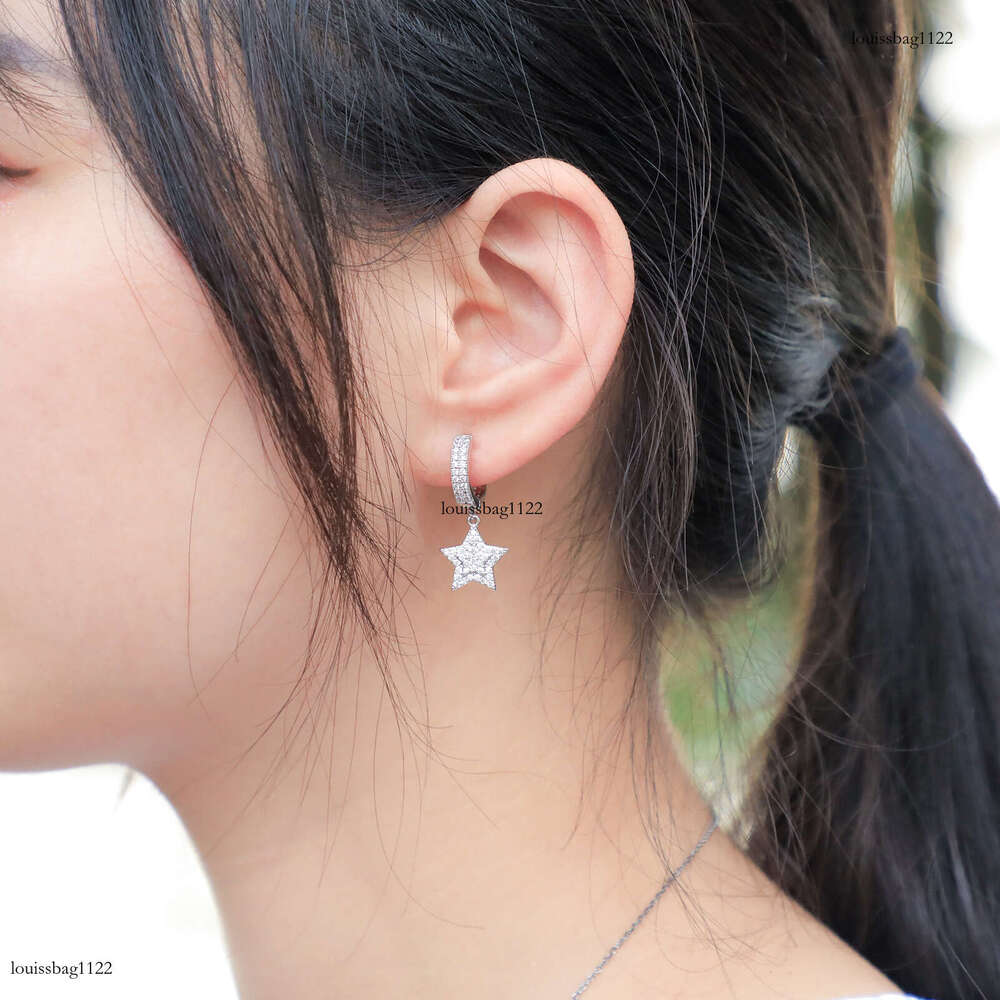Hip Hop Five-Pointed Star Full Zircon Fashion Women's Earrings Gold Jewelry
