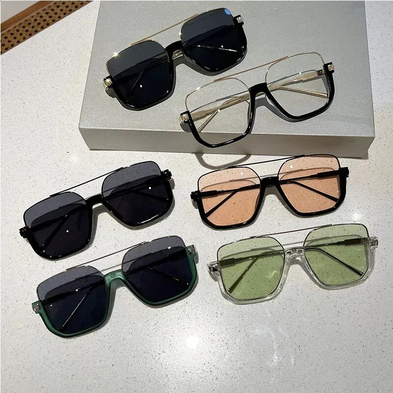 KAMMPT Retro Pilot Metal Sunglasses Fashion Korean Style Women Square Shades Trendy Ins n UV400 Sun Glasses 250805