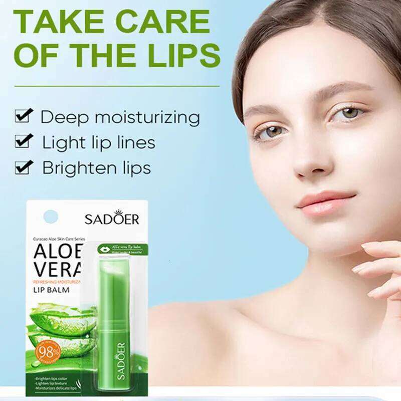 SADOER Lip Aloe Balm Nourishing, Hydrating Moisturizing Preventing Cracking and Repairing Lips Gentle Non Irritating Free shipping