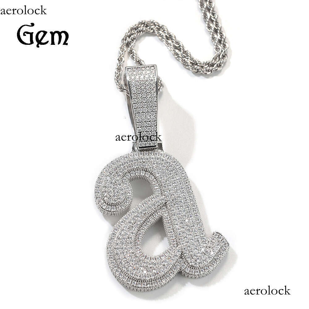 Hip Hop Necklace Letter A Fashion Trend Kendrick Lamar Style Sterling Silver Inlaid Moissanite chain Creative Pendant