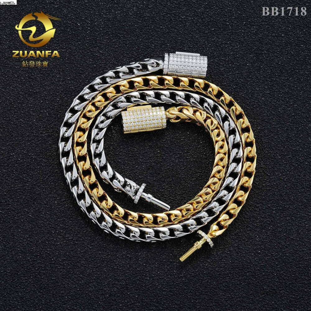 Hip hop 4mm wide reversible sier inlaid VVS moissani necklace mens womens accessories fashionable and trendy bracelet