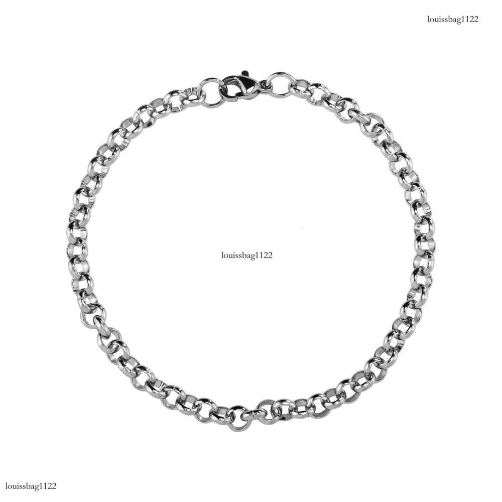 Sterling Silver O-Shaped Cross 5MM Interlocking Wide Men's Punk Style Necklace Bracelet Chain