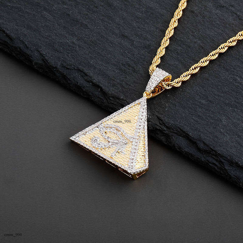 Hip Hop Micro Pave Moissanite chain Pyramid Eye of Horus Pendant Men's Necklace