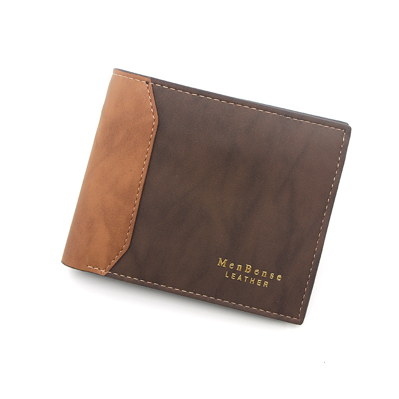 Menbense New Men's Wallet Short Luxury Bag Style Gold Stamping Embossed Stitching Matte Leather Binder Men's Short Wallet