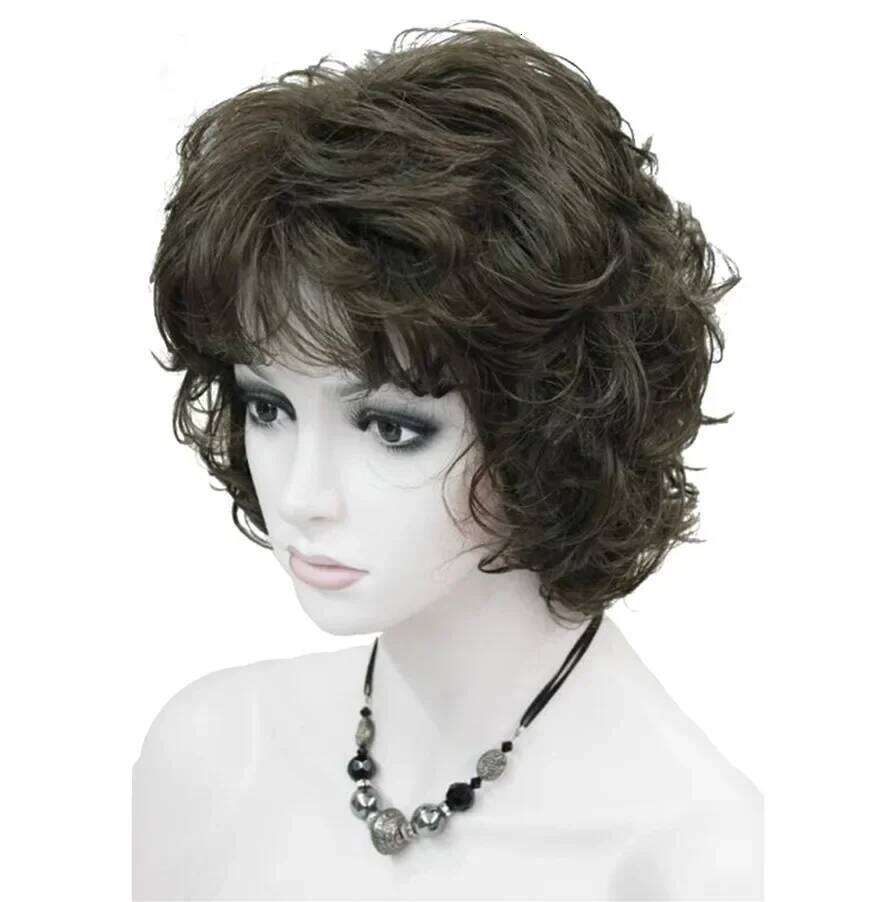 StrongBeauty Women's Wigs Black/Brown Natural Short Curly Hair Synthetic Full Wig 18 Color