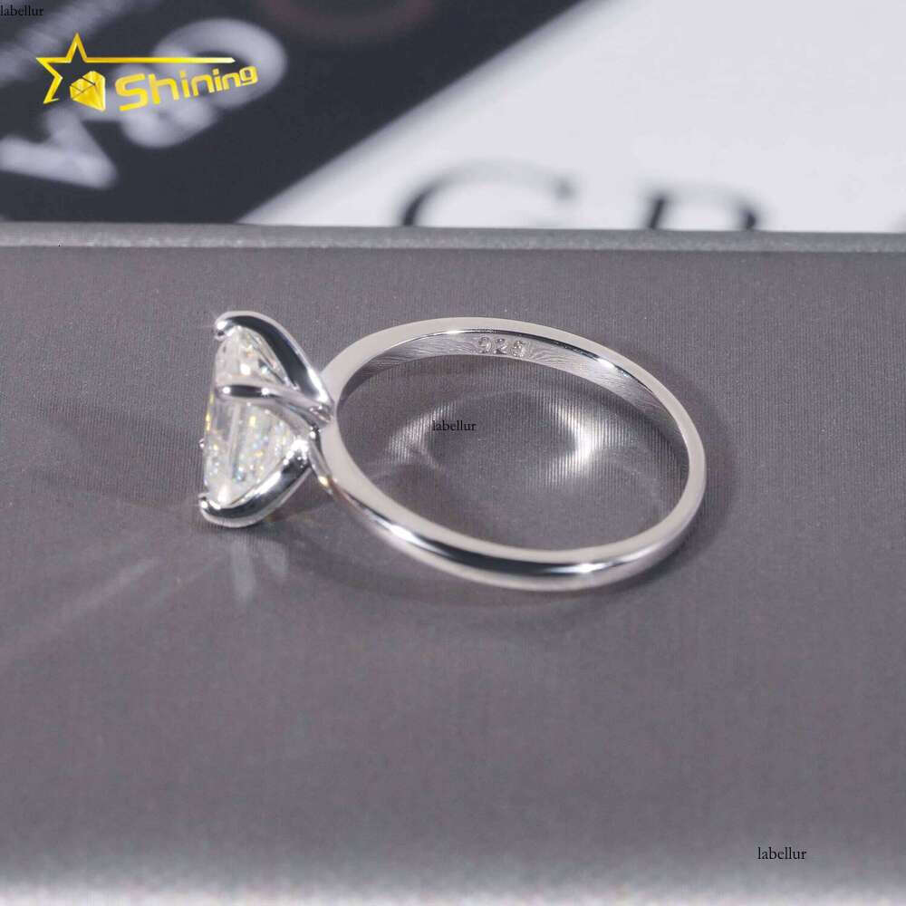 Pure Silver VVS Engagement for Women 2CT Rhodium Plated Gold with Inlaid Gemstone Women's Ring