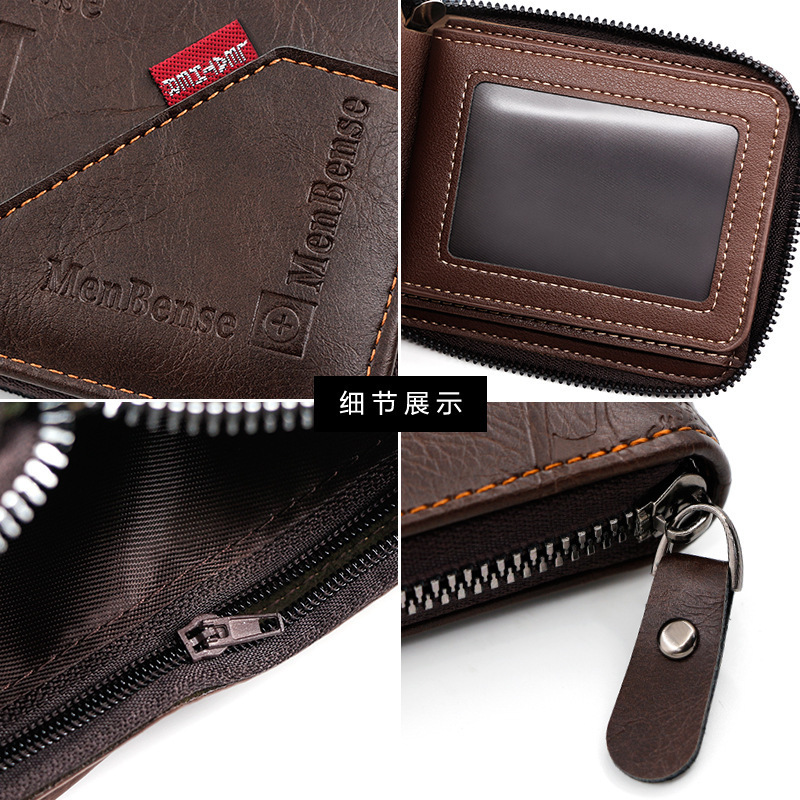 European And American Fashion Zipper Luxury Bag Bag Men's Short Wallet Large Capacity Coin Purse Multi-card Slots 70% Off Zipper Bag Men's W