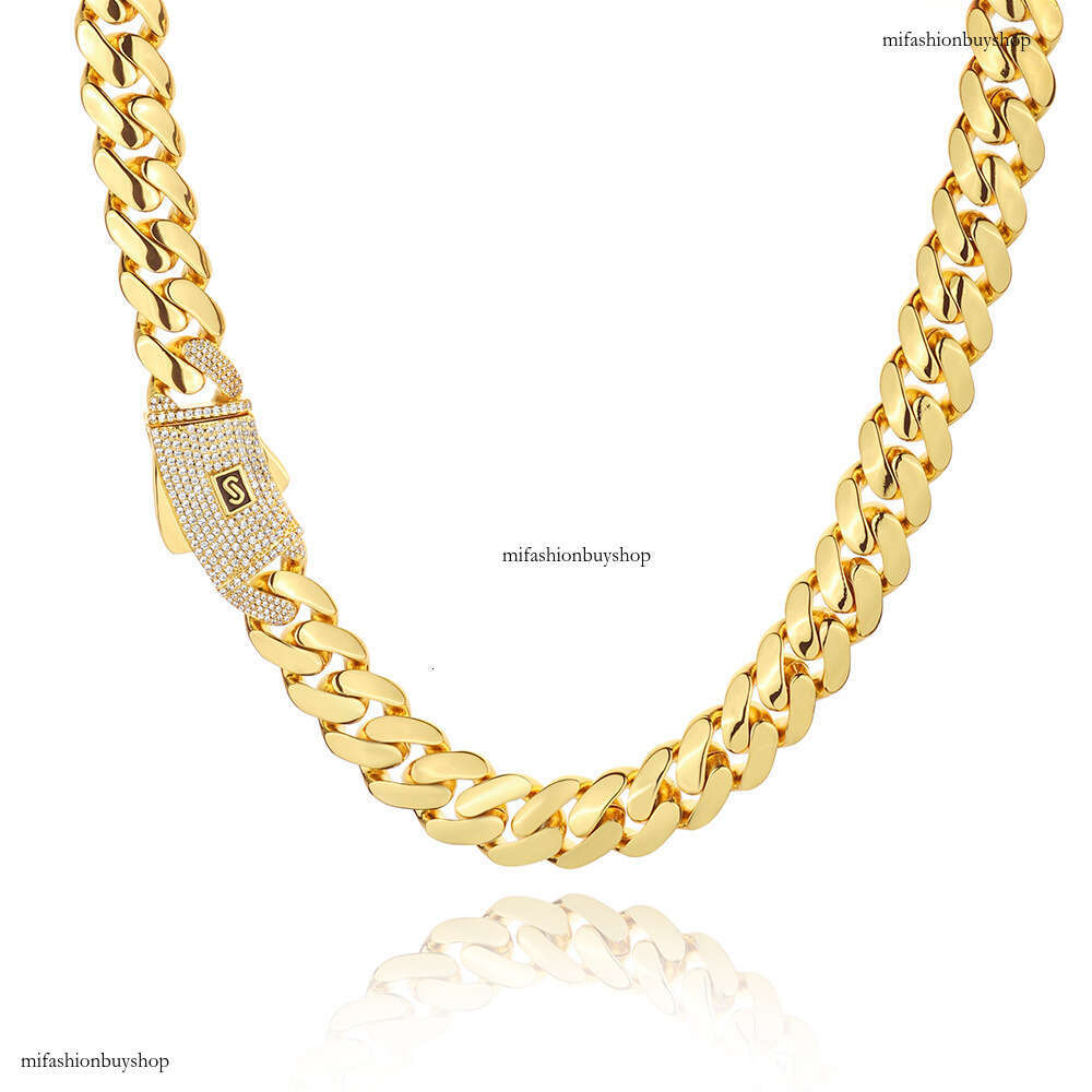 Hip Hop 14K Gold Glossy Cuban Trendy Accessories Men's Necklace