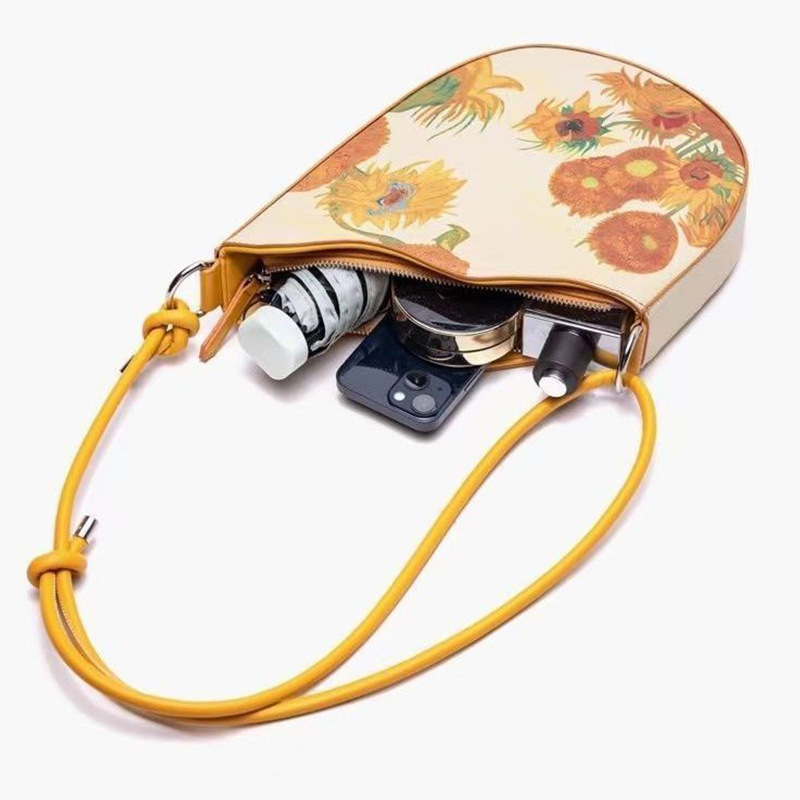 Niche Underarm Handbag Fashion Art Van Gogh Sunflower Personality Artistic Girl Bag ddmymoon