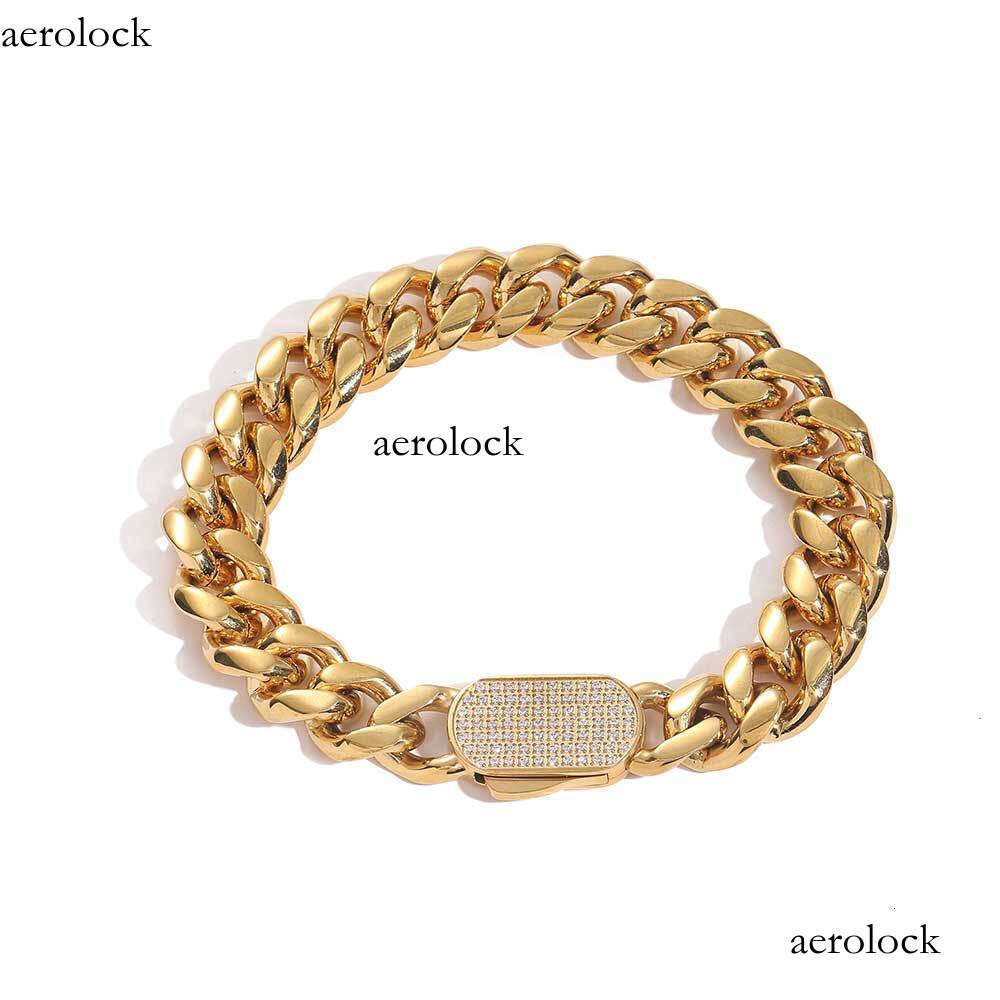 Hip Hop Men's Titanium Necklace Trendy Brand Sterling Silver Inlaid Dia Cuban Chain Bracelet Jewelry