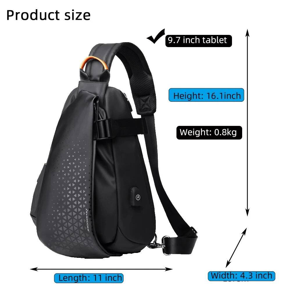 Tangcool Men's Fashion Large-capacity Bike Shoulder Waterproof Sport Hiking Trip Crossbody Bag Tide Cool Chest Bags for men
