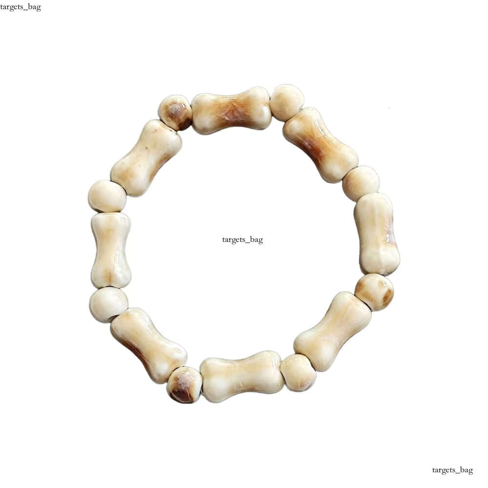 National New Chinese Handmade Woven Dog Bone Ceramic Bracelet for Women Ethnic Style Couple Niche Hand Jewelry