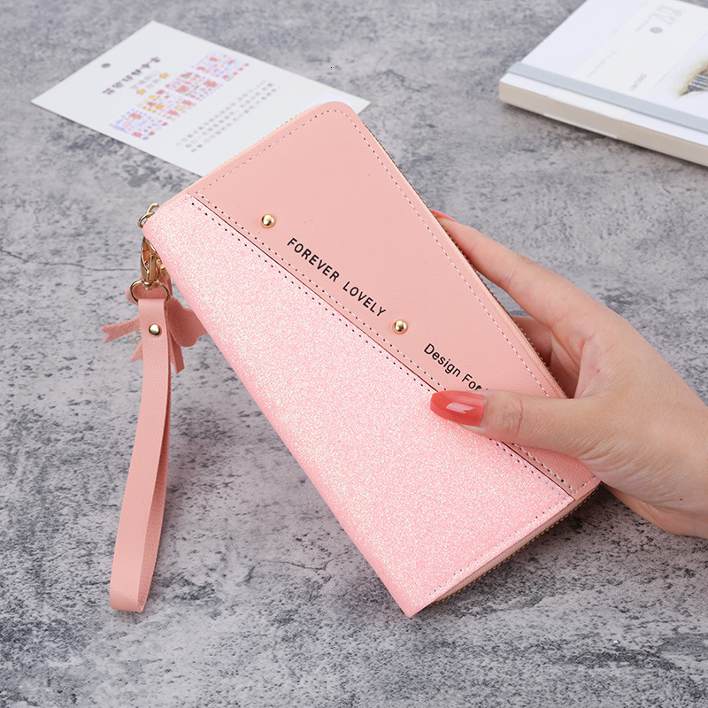 2025 New Luxury Bag Long Wallet For Women Zipper Wallet Korean Style Patchwork Color Block Tassel Versatile Card Holder Phone Bag