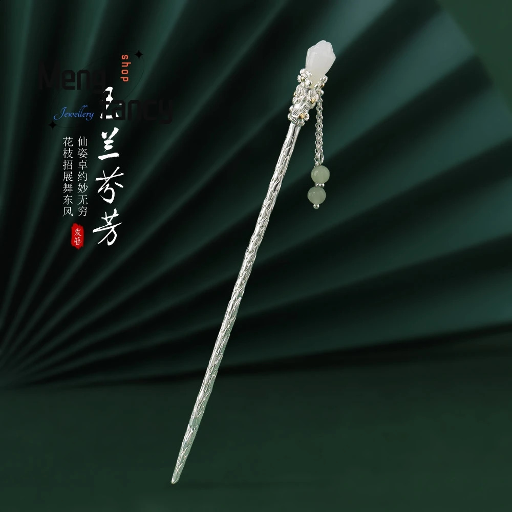 Magnolia Tassel Hairpin Female Hetian Exquisite Elegant Simple Jade Plate Hairpin Senior Sense Exquisite Fashion Jewelry 250807