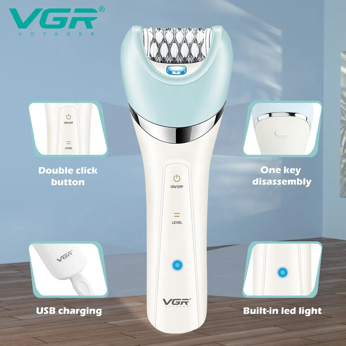 VGR Epilator 5 In 1 Electri Women Epilator Female Shaver Leg Body Hair Remover Lady Bikini Trimmer Cleaning Massage V-703 250805