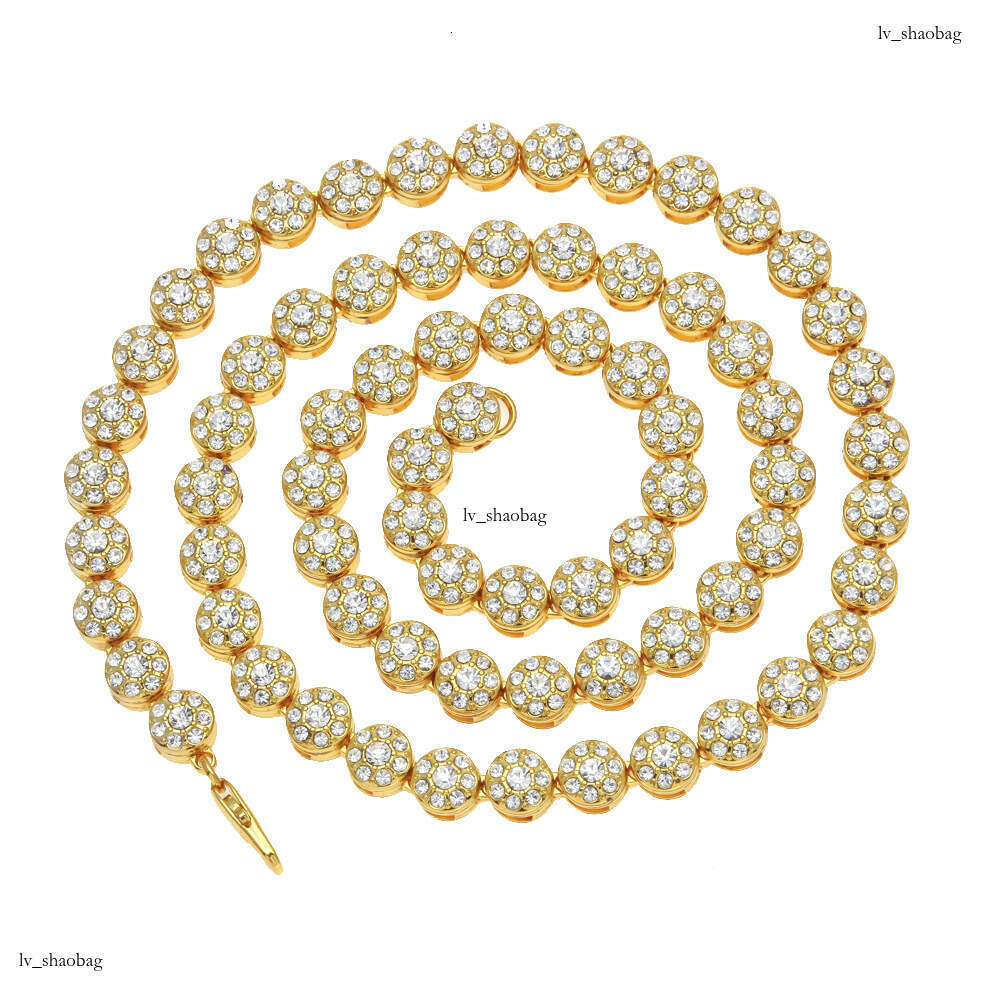 HipHop Personality High-Quality Men's Round Single Row Necklace Hip-Hop Rap Full Rhinestone Jewelry