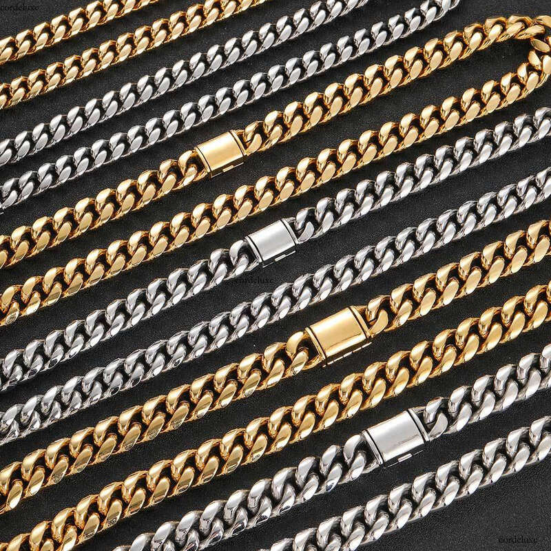 Jewelry Flip Clasp Miami Trendy Brand Hip Hop Stainless Cuban Chain Titanium Steel Men's Necklace