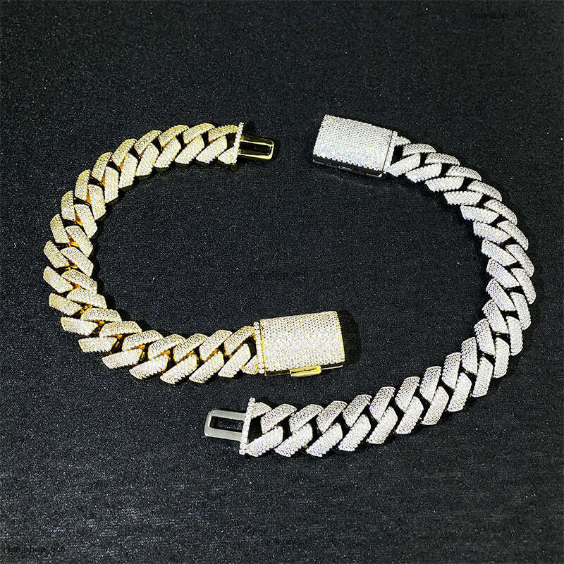 15mm 4 Row Dia Cuban Necklace for Men Moissanite chain Full Inlay Hot Sale