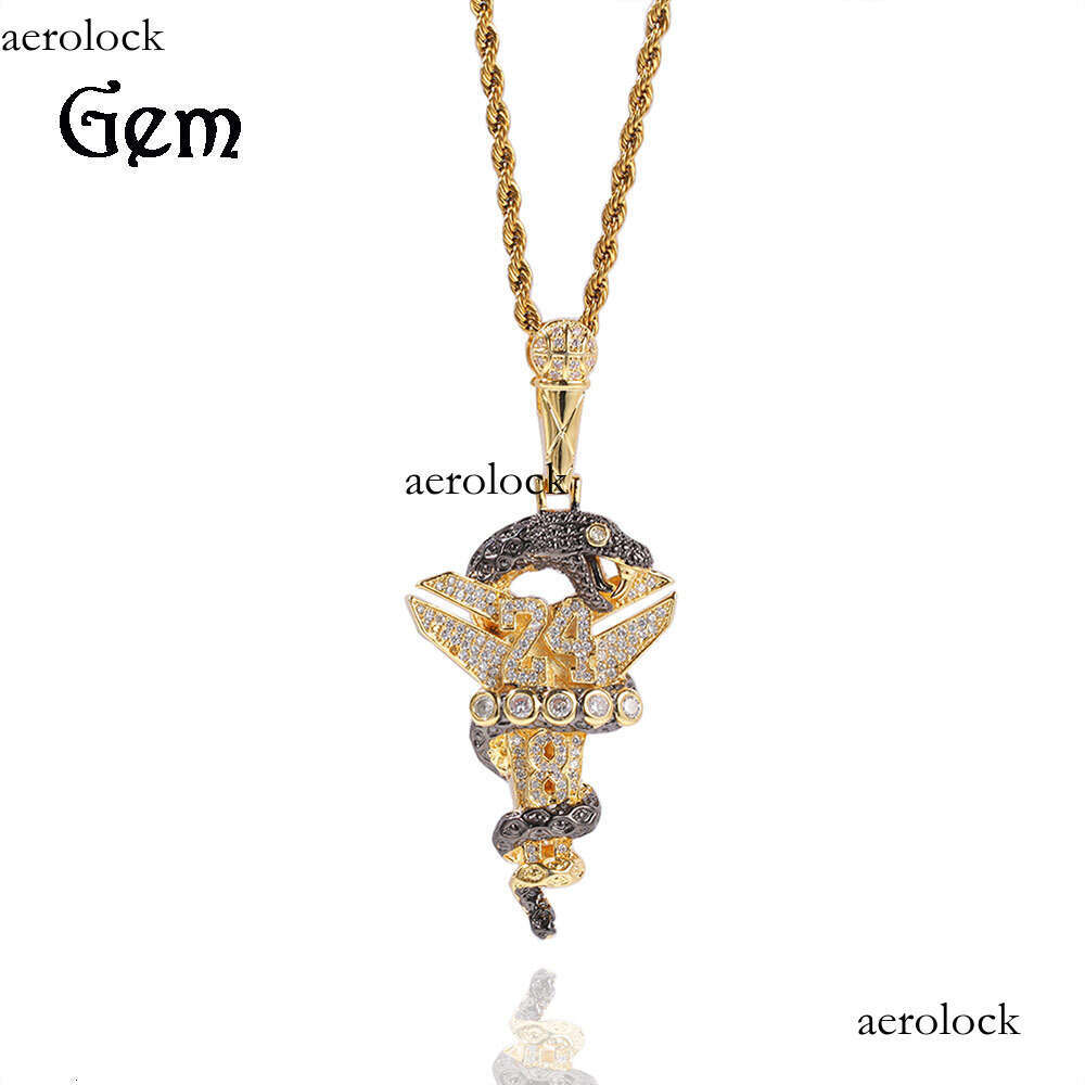 Hip Hop New Black Mamba Cross Pendant Necklace Trendy Men's Basketball Fan Versatile Accessories Jewelry