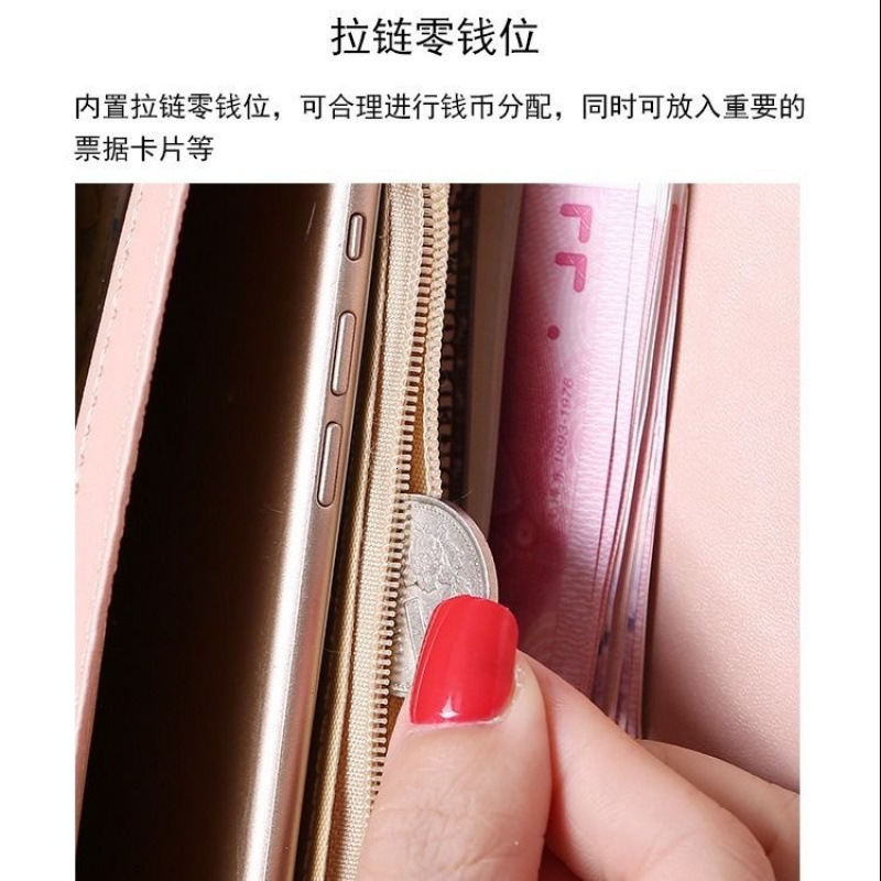 2025 New PU Women's Wallet Long Style 70% Off Korean Version Luxury Bag Clutch Bag Buckle Quilted Multi-card Slot Leather Wallet