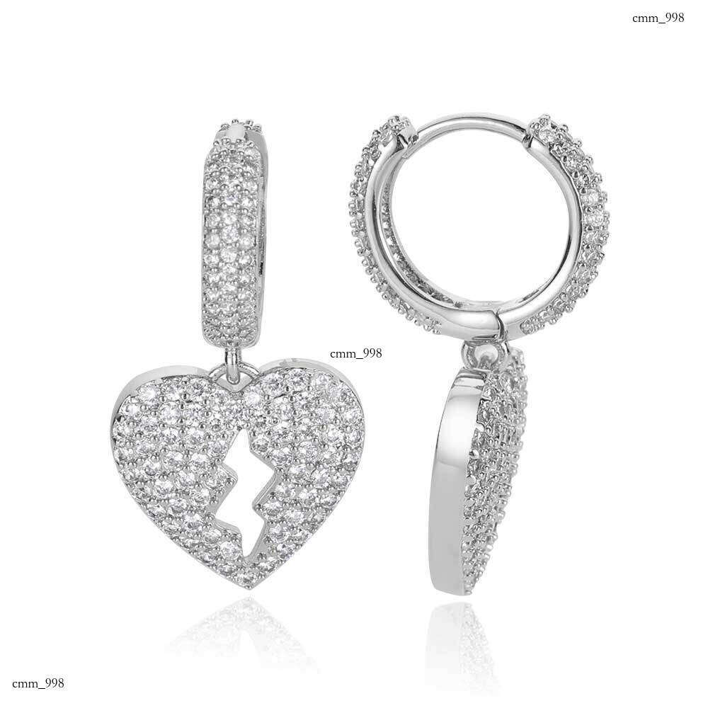 Heartbreak Hip Hop Full Zircon Personality Unisex Hiphop Stud Earrings