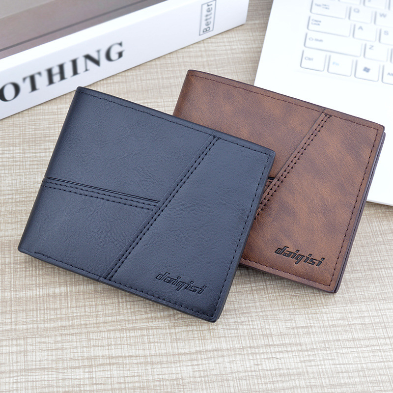 New Men's Wallet Short Wallet Luxury Bag Multi-card Slots Fashion Casual Money Designer Bag Clip For Young Men Thin Spliced Soft Leather Wallet