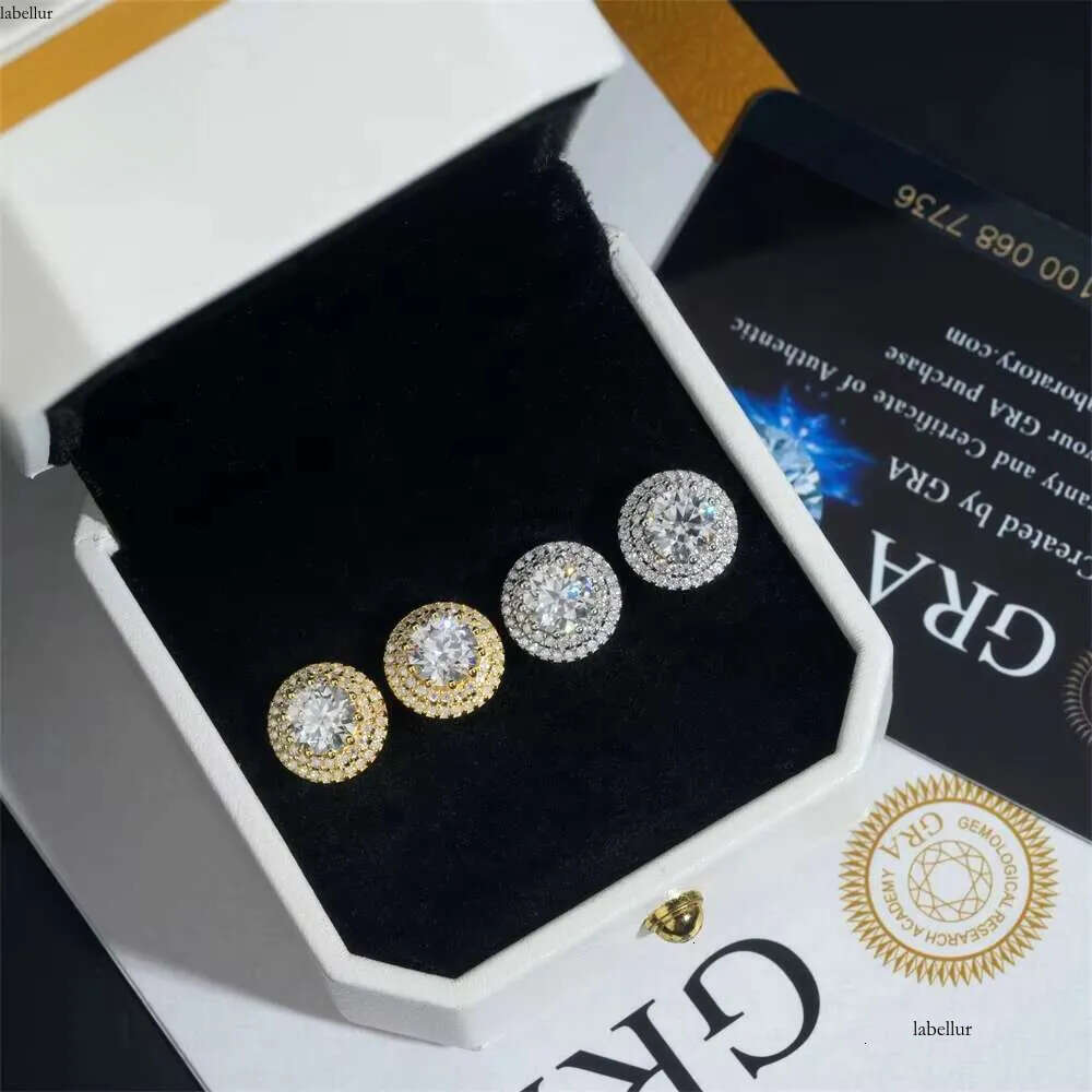 Hip Hop Jewelry Iced Out Screw Back Sterling Sier Stud VVS Moissanite Dia Earrings