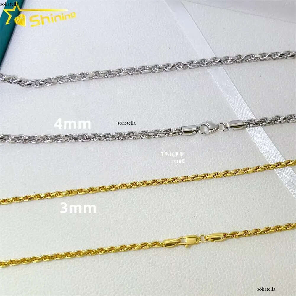 Wholesale Price Solid Jewelry 1.2mm 1.3mm 2mm 3mm 4mm Gold Plated Necklace Sterling Sier Rope Chain