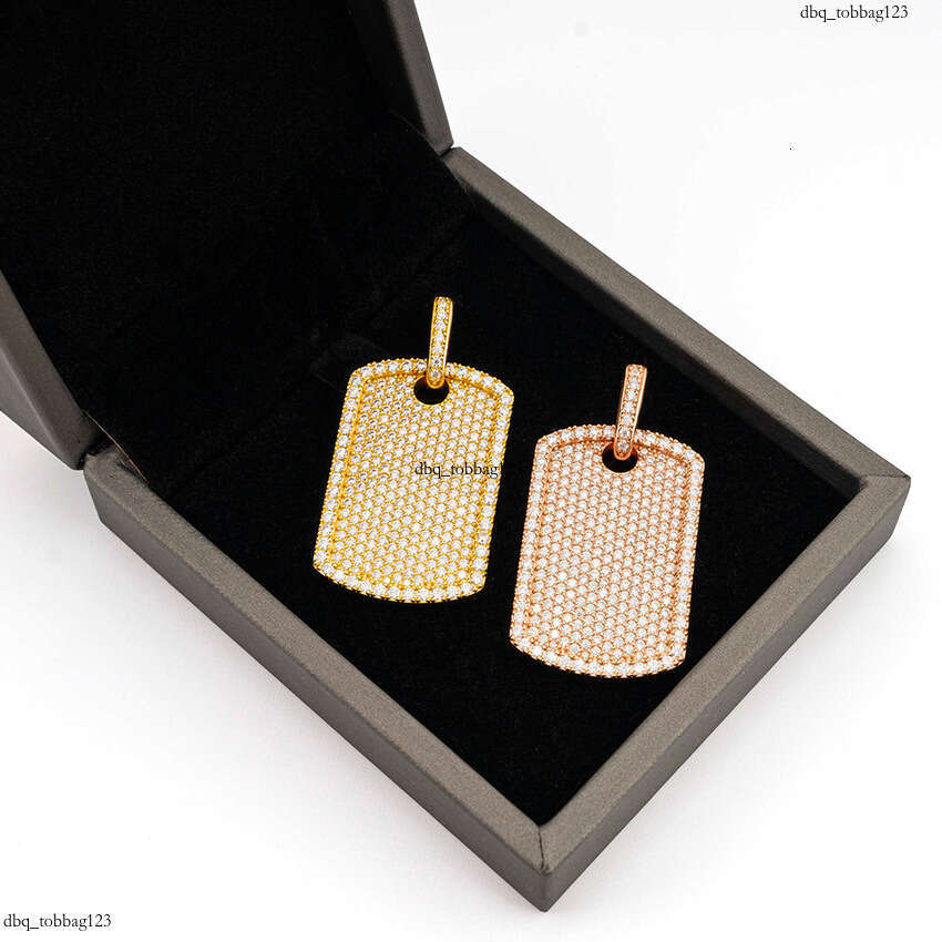 New Iced Out VVS Inlaid Moissanite Rectangular Necklace Trendy Cool Hip-Hop Pendant Versatile