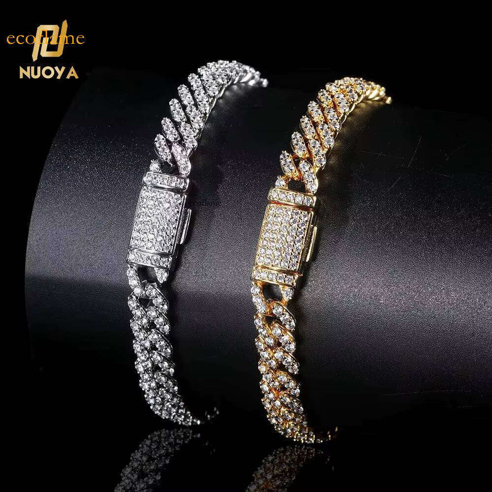 8mm Cuban Ice Out Hip Pulsera De Cadena Mujer Curb Hop Hand Chain Bracelet
