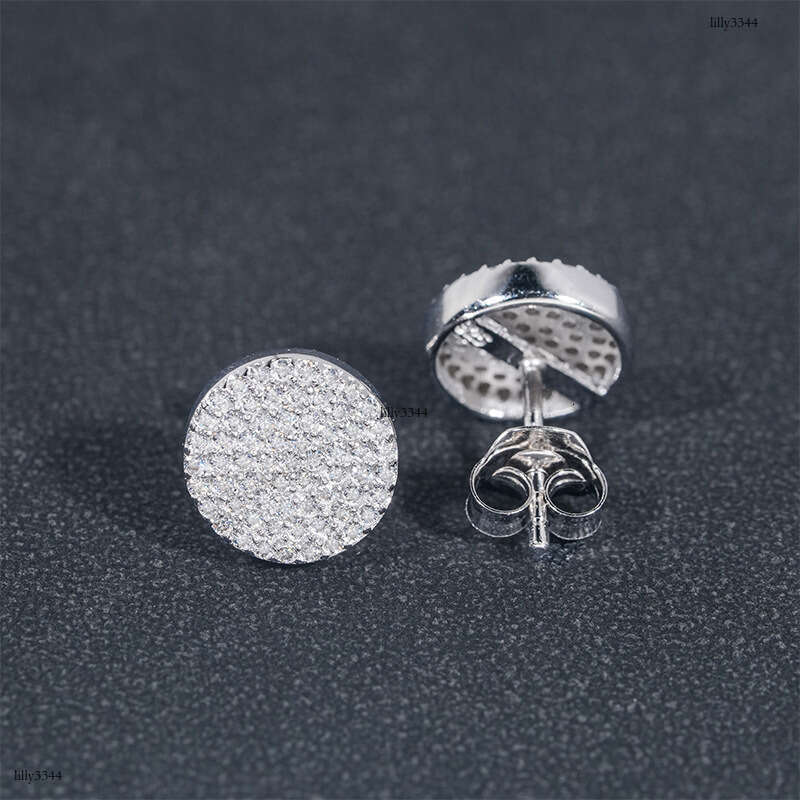Wuzhou Classic for Men and Women Sier Moissanite Full Inlay Hot-Selling Earrings