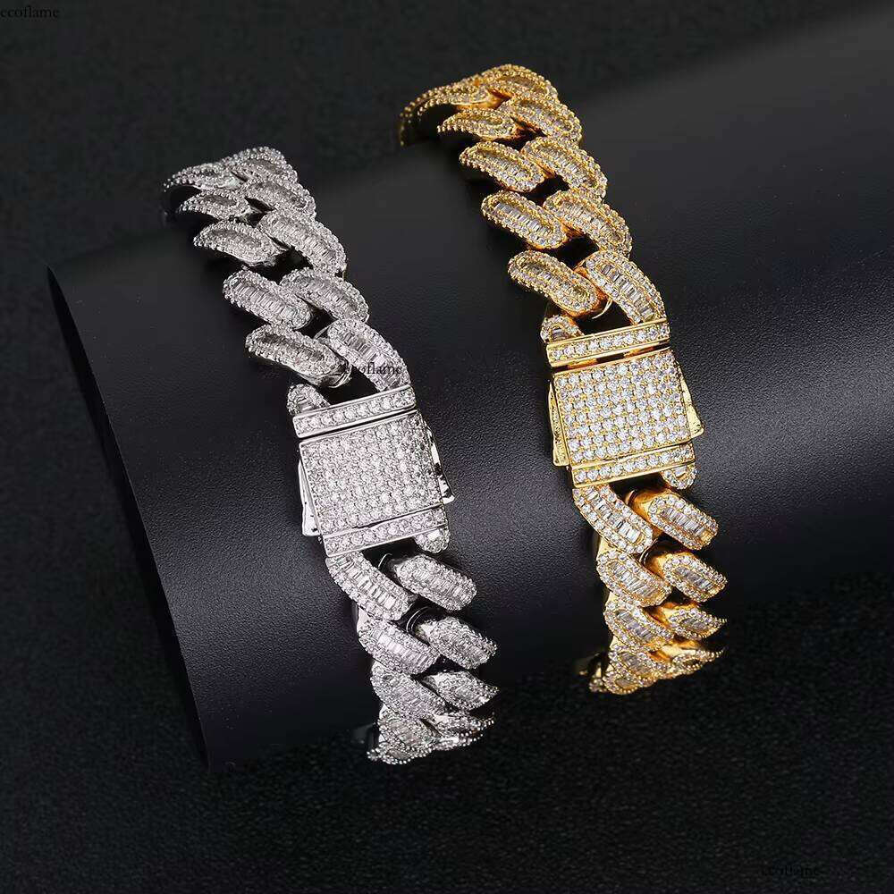Hip Hop Jewelry Gold Plated Iced Out Chain Micro Pave Shiny Dia Cuban Link Bracelet for Women