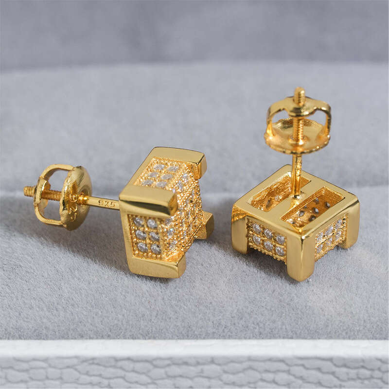 ICED OUT Fashion Unisex Sier Moissanite Hip Hop Earrings Jewelry