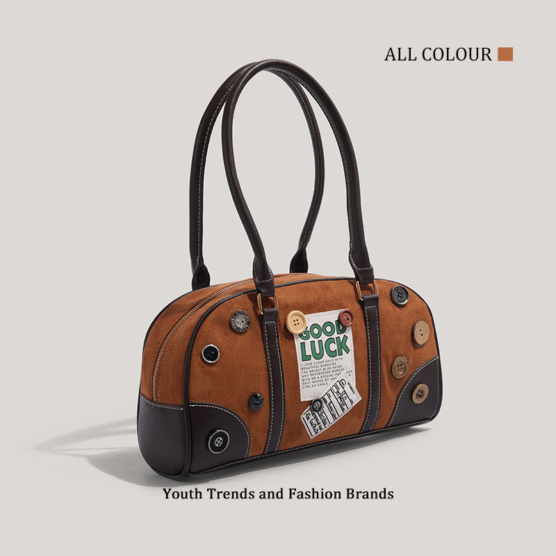 American Style Commuter Bowling Handbag for Women Versatile Shoulder Crossbody Bag ddmymoon