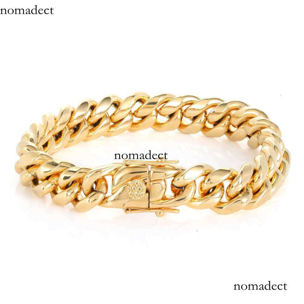 Stainless Jewelry Dragon Head Buckle Encrypted Round Grinding Cuban Hip Hop Titanium Steel Bracelet Men