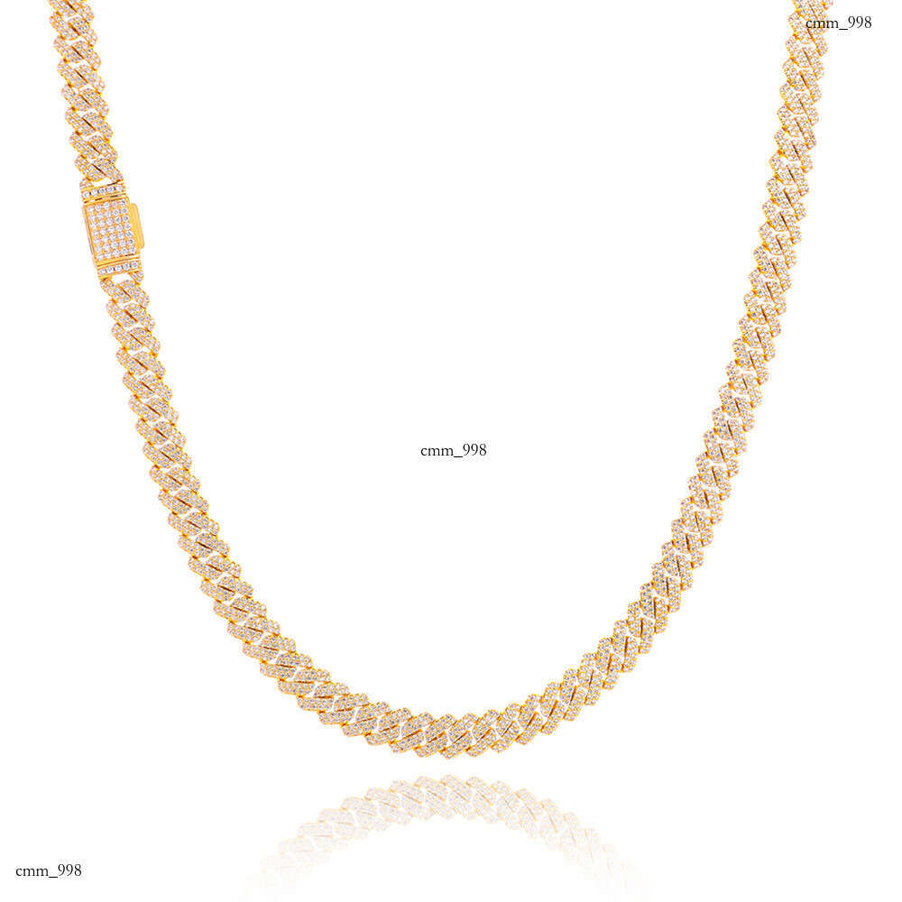 Hip Hop 8mm Flip Buckle Men's Cuban Chain High-Quality Jewelry Double Row Dia Rhombus Necklace