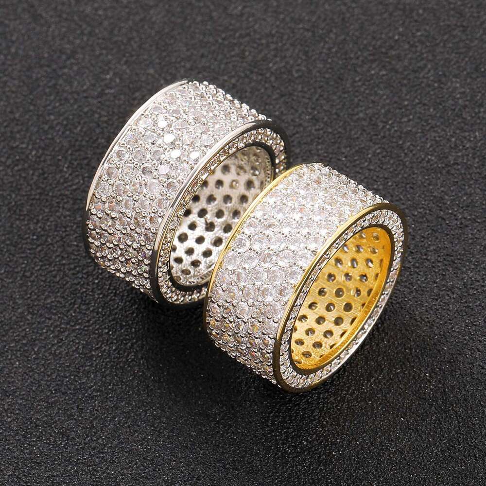 Five Row Men's Ring Micro Paved Zircon Simple Personality Hip Hop Accessory