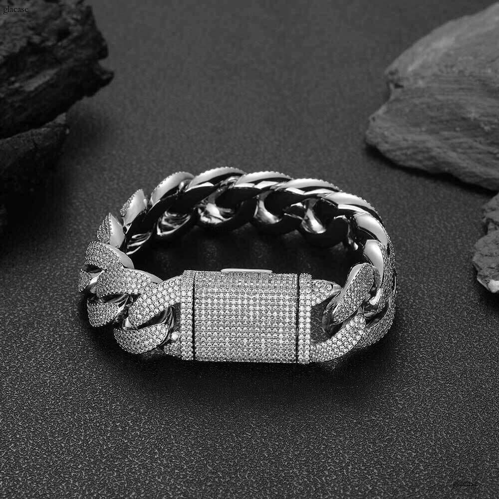 New 20mm Four-Row Dia Bubble Cuban Chain Zircon Personality Men's Hip-Hop Bracelet