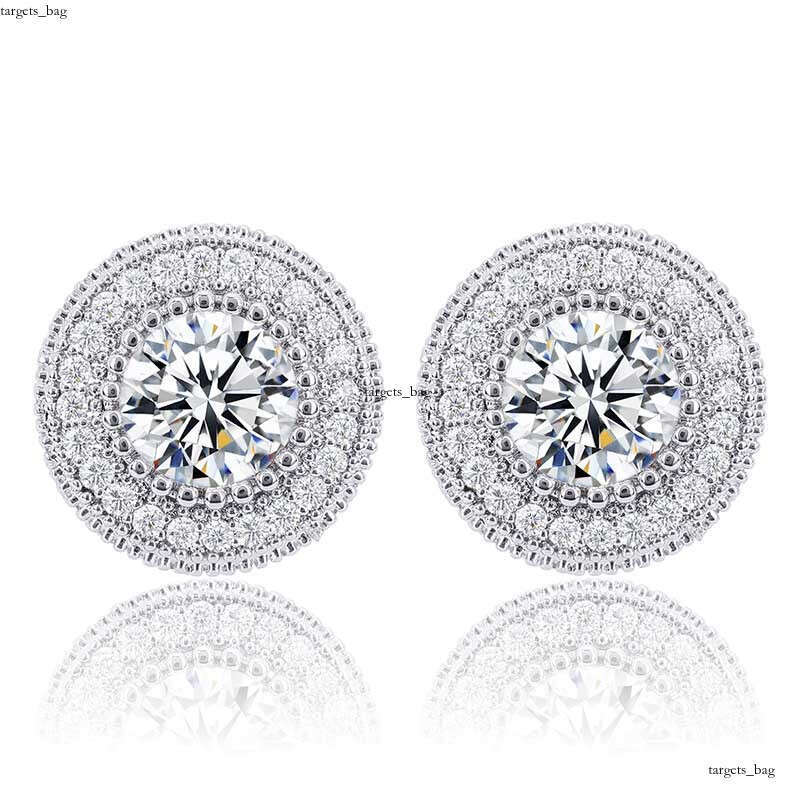 Sterling Sier Round Full Zircon Hip-Hop Personality Unisex Trendy Earrings