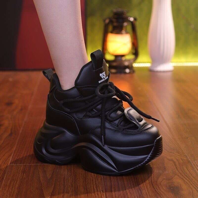 8cm Height Increasing Designer Shoes Soft Dad Shoes for Women 2025 Autumn New Thickened Sports Casual Thick Sole Ins Versatile