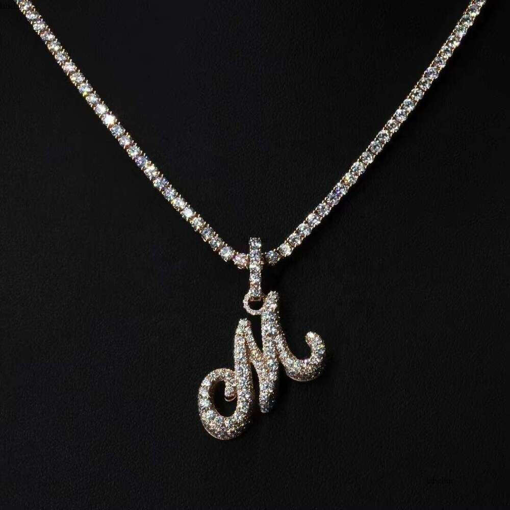 Premium Jewelry Initial Charm Rose Gold Plated Sier Iced Out VVS Cubic Zirconia Hip Hop Customizable Letter Pendant