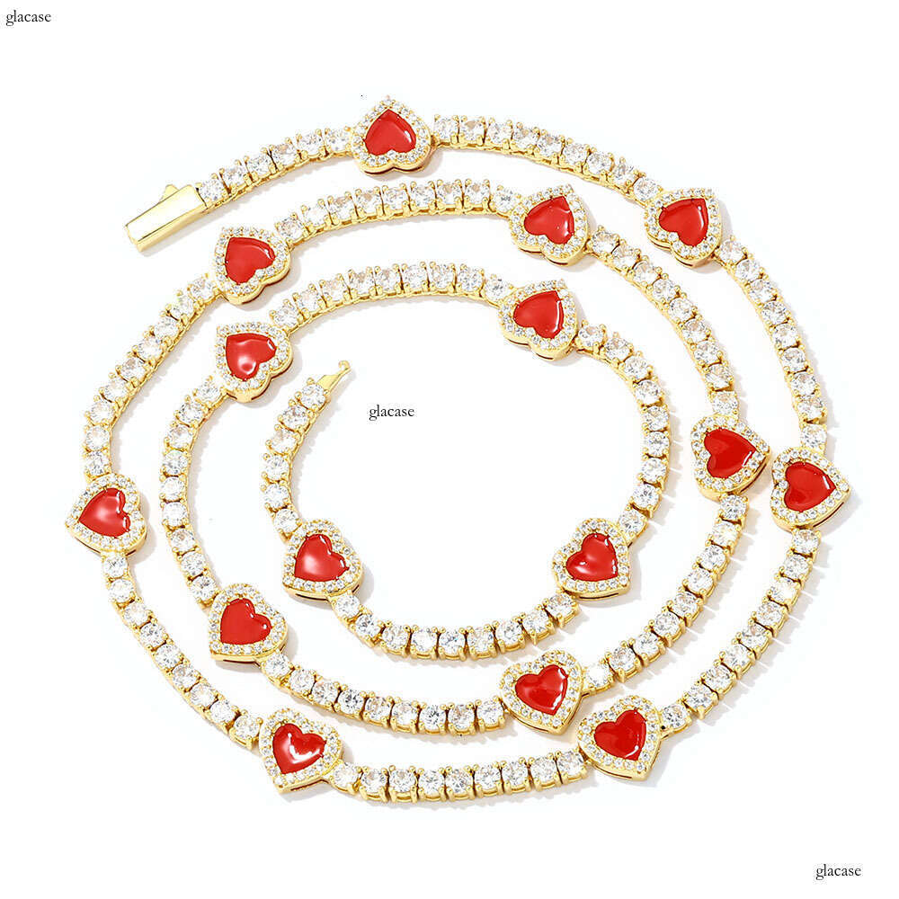 Heart Tennis Chain Ins Style Hip-Hop Jewelry Trendy Necklace Personality Versatile Men's Bracelet